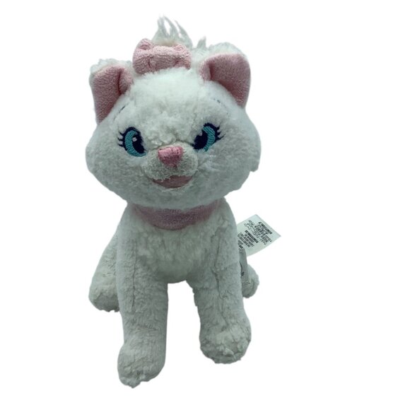 Disney Aristocats Marie Plush Toy 8” White Kitty Cat Stuffed Animal Pink Bow - Picture 1 of 7